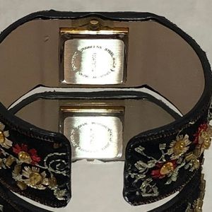 Avon Jewelry - BLACK GOLD TONE EMBROIDERED WATCH BRACELET Avon Jewelry - BLACK GOLD TONE EMBROIDERED WATCH BRACELET